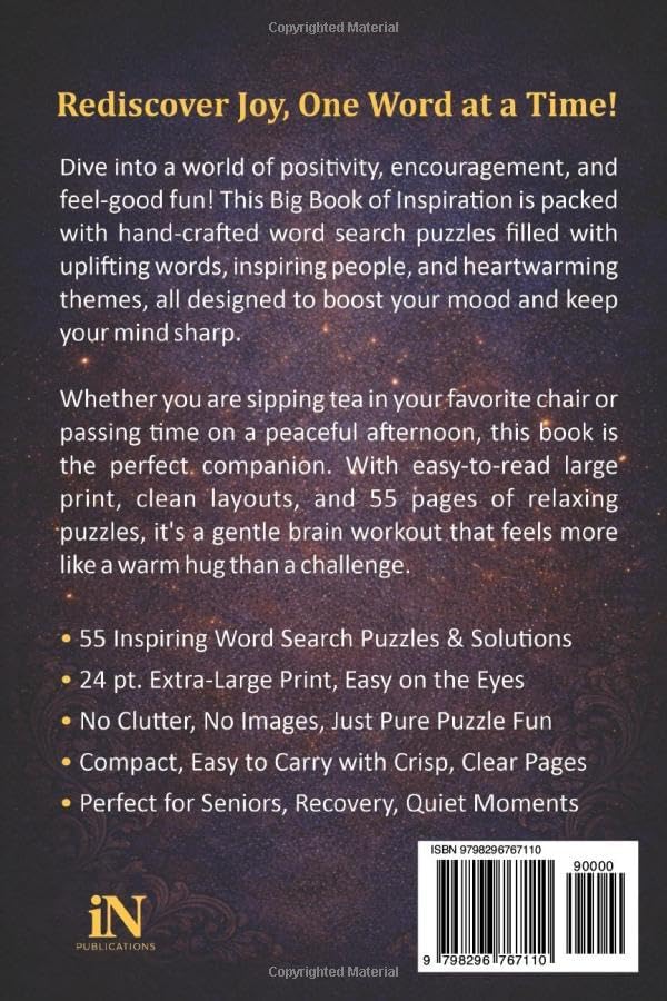 The Big Book of Inspirational Word Search: Designed for Seniors with 55 Positive Puzzles | Extra-Large Print, Clean 6x9 Bold Pages for Easy Reading & ... Large Print Word Search Puzzles for Seniors) by iN Publications