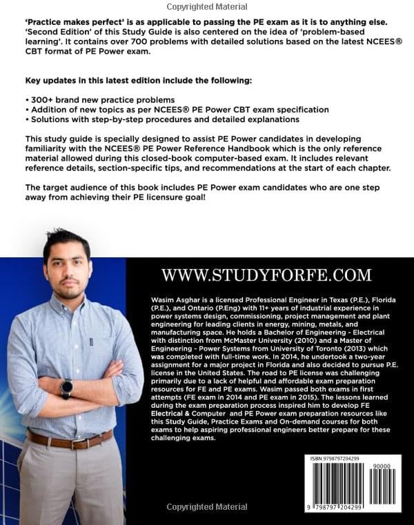 Study Guide for PE Electrical and Computer - Power Exam: Practice over 700 solved problems with detailed solutions based on the NCEES® PE Power CBT Exam Specification by Wasim Asghar PE