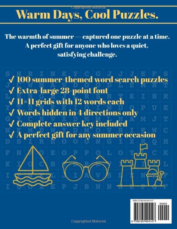 Summer Word Search for Seniors: 100 Large-Print Puzzles · Extra Large 28-Point Font (Jacob Hancock Word Search Series) by Jacob Hancock