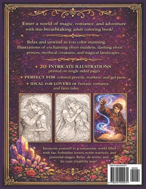 Romantasy Coloring Book for Adults | Enchanting Fantasy Romance Illustrations for Relaxation & Creativity: Lose yourself in magical worlds, epic romance, and enchanting art—one page at a time. by GMc Books
