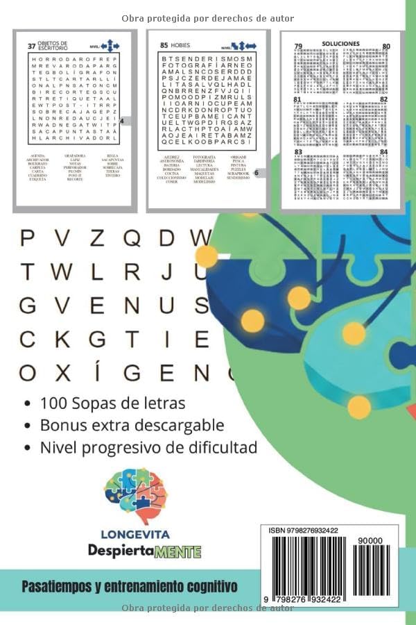 Sopa de letras para adultos y personas mayores en letra muy grande: 6 niveles, temas y palabras en español . Spanish Word Search for Adults Large Print. Vol. 1 (Spanish Edition) by Editorial LongeVita