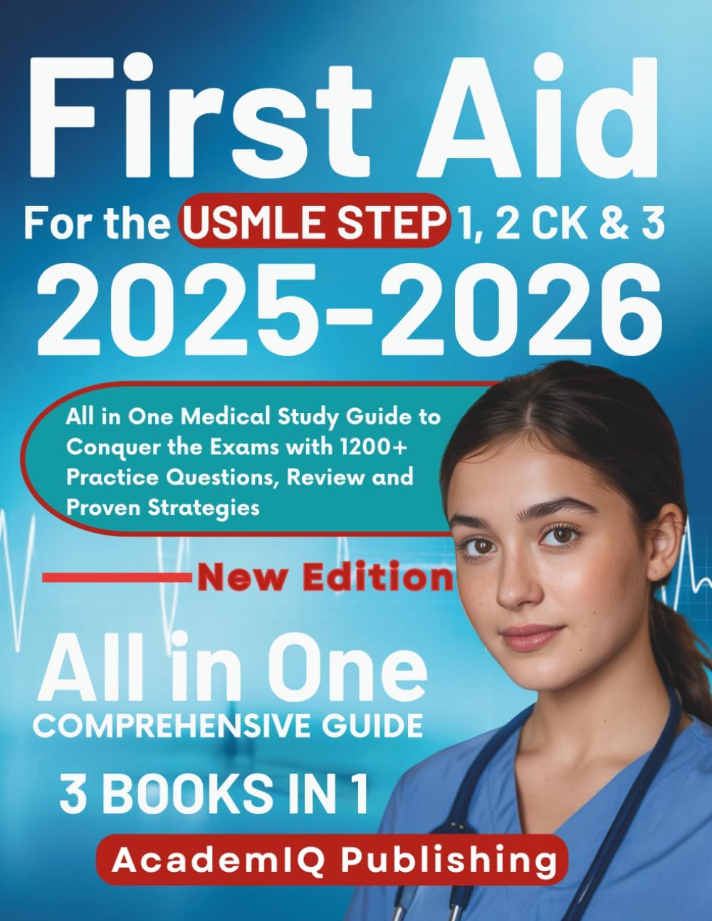 First Aid for the USMLE Step 1, 2 CK & 3 2025-2026: All in One Comprehensive Medical Study Guide to Conquer the Exams with 1200+ Practice Questions, ... Review and Proven Strategies (3 Books in 1) by AcademIQ Publishing