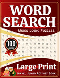Large Print Word Search & Variety of Mixed Logic Puzzles to Improve Memory, Relaxation, and Stress Relief in Travel Jumbo Activity Book for Seniors, ... Book that includes Word Search, Sudoku & More by Mark First Denmark
