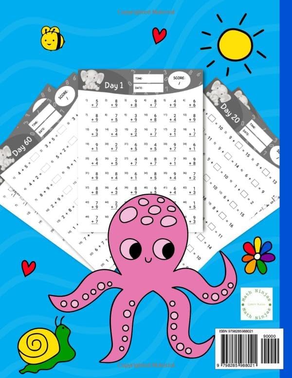 1st Grade Math Summer Workbook Ages 6-7: 1st Grade Workbook Pages Featuring Simple Addition, Subtraction & More | Summer Math Enrichment For Your Kids (Math Ninjas - Children Math Essentials) by Math Ninjas