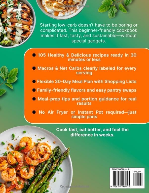 Super Easy High-Protein Low-Carb Cookbook for Beginners: 105 Healthy & Delicious 30-Minute Recipes With Macros & Net Carbs, Plus a 30-Day Meal Plan & ... Energy, and Build Muscle | Full Color Edition by Sophia Sizzle