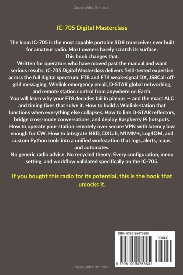 IC-705 Digital Masterclass: Unlocking FT8, JS8Call, Winlink, D-STAR, and Remote Operation — Expert-Level Strategies for Weak-Signal DX, Data Modes, ... Modern Amateur Radio Mastery Series) by Meera K. Finch