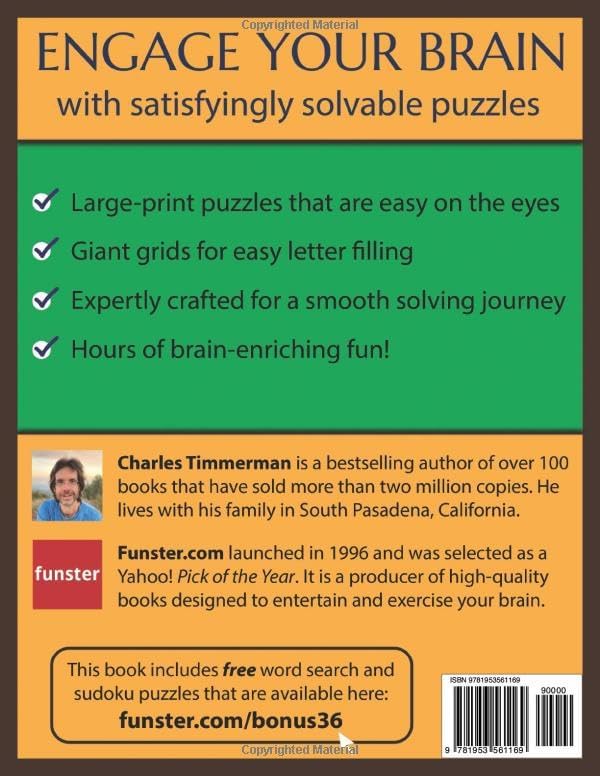 Funster Easy Crossword Puzzle Book for Adults - 50+ Large Print Crossword Puzzles: Fun for all, including seniors! by Charles Timmerman