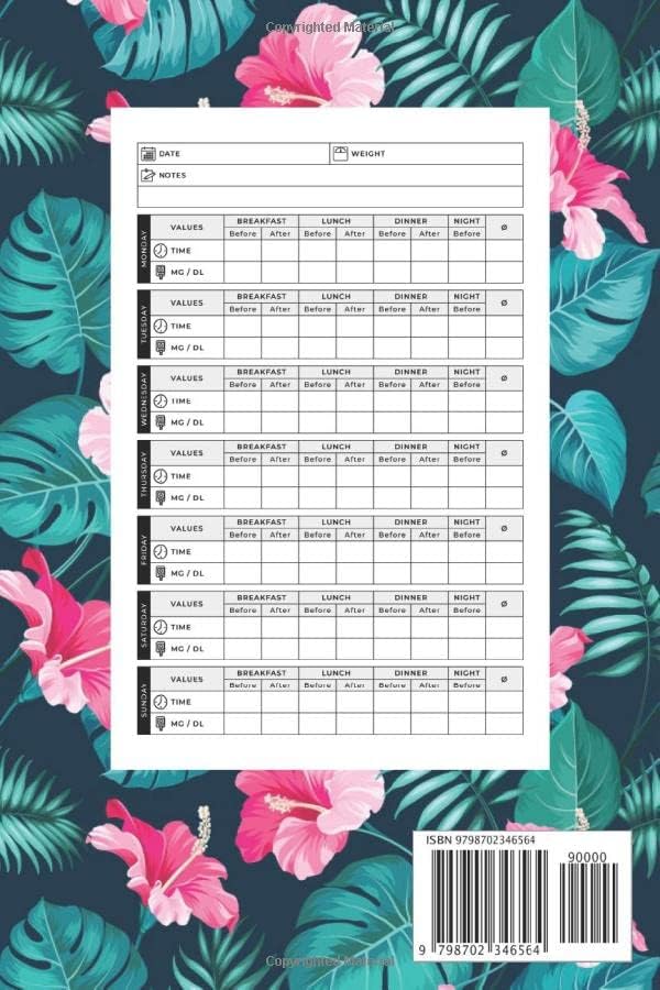 Blood Sugar Log Book: Weekly Diabetes Log Book Blood Sugar Diary for 2 Years of Recording (4-Time Before-After) | Diabetic Daily Blood Glucose ... Level Test & Monitor – Forest Flowers Design by Diane Wellness Studio
