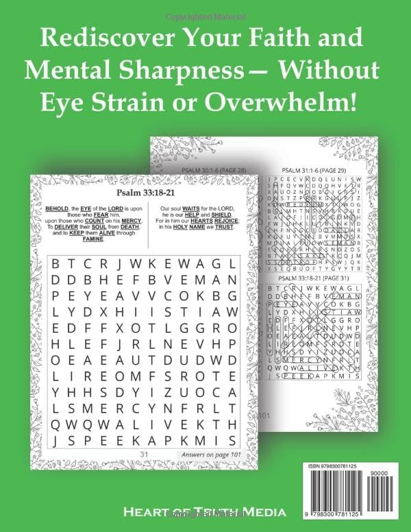 The Ultimate Bible Word Search for Adults & Seniors: Inspiring Large Print Christian puzzles for Relaxation, Mental Fitness & Spiritual Enrichment - Book of Psalms by Heart of Truth Media