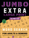 Jumbo Extra Large Print Word Search for Adults & Seniors Vol.2: 32 Font Size Extra Large Print. 50 Word Search with Solutions. Hours of Fun and Mental Training for the Visually Impaired. by PiElle Publishing