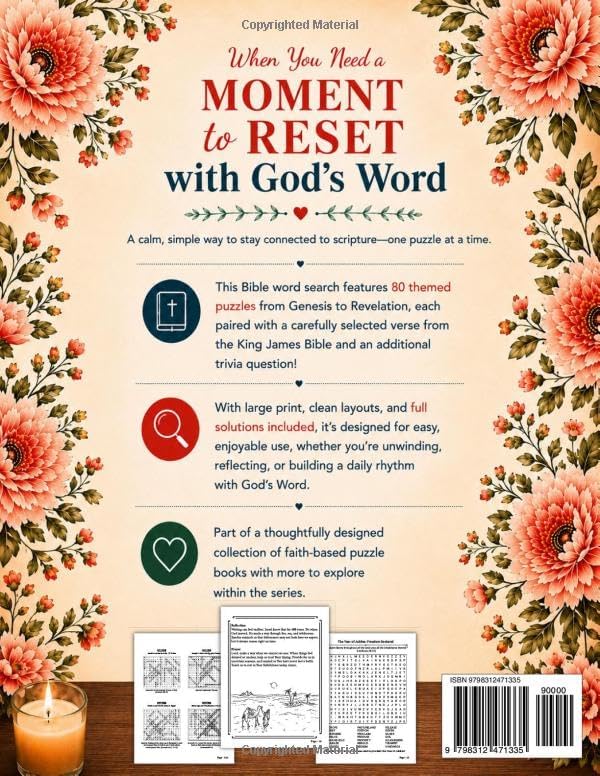 A Large Print Devotional Bible Word Search Puzzle Book For Adults And Seniors With Inspirational Prayers And Bible Trivia: 80 Relaxing Bible Themed-Puzzles (Words Of Faith And Reflection) by Isabel Leon