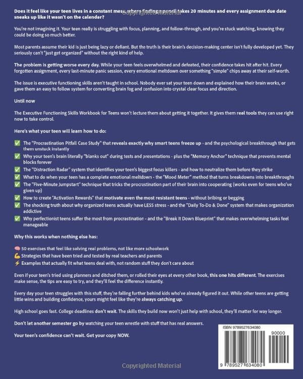 Executive Functioning Skills Workbook for Teens: Stay Focused, Get Organized, and Stop Procrastinating with Teen-Tested Techniques for Better ... and Emotional Control (Life Skill Handbooks) by Emily Carter
