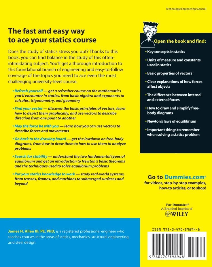 Statics For Dummies by James H. Allen III