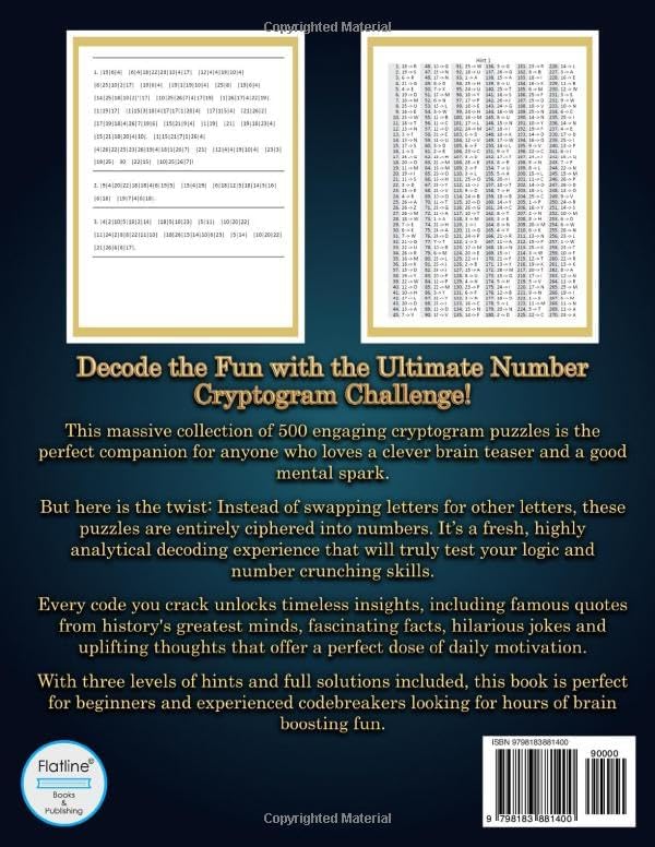 Number Cryptogram Puzzles for Adults: Numerical Cipher Brainteasers to Challenge Your Mind with Famous Quotes, Fascinating Facts, Hilarious Jokes & More in Large Print by Emil Ketschik