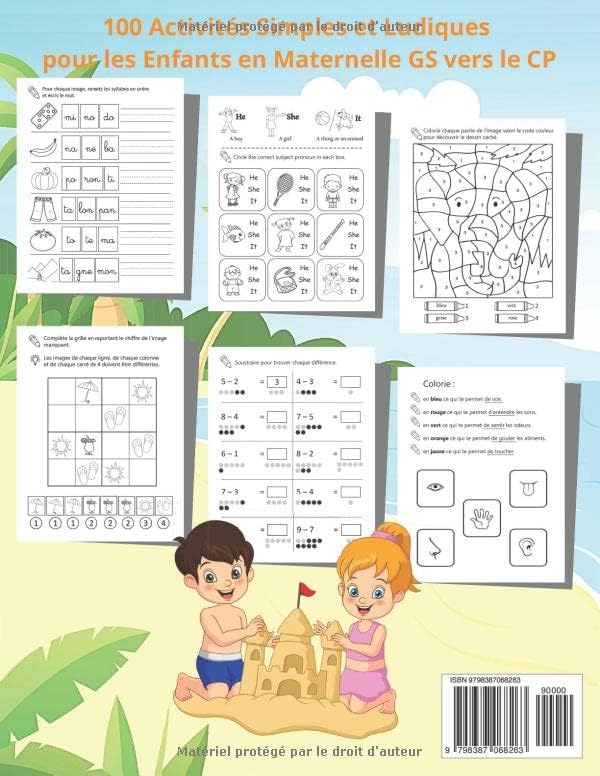 Cahier de Vacances GS vers CP: 100 Activités Simples et Ludiques tels que l’Écriture, Lecture, Maths avec plein des Jeux pour les Enfants en Maternelle Grande Section vers le CP (French Edition) by Élève Intelligent Editions