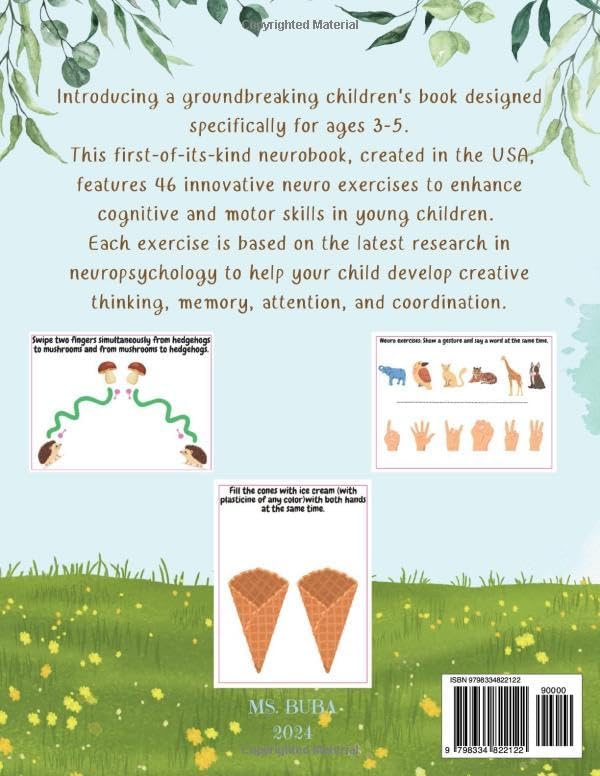 NeuroBook For Kids Ages 3-5 Preschool Learning Toddler Activities: Fun Brain Exercises for Toddlers - Educational Learning Materials - Cards for Brain ... for Writing - Children Birthday Gifts by Ms Buba Education