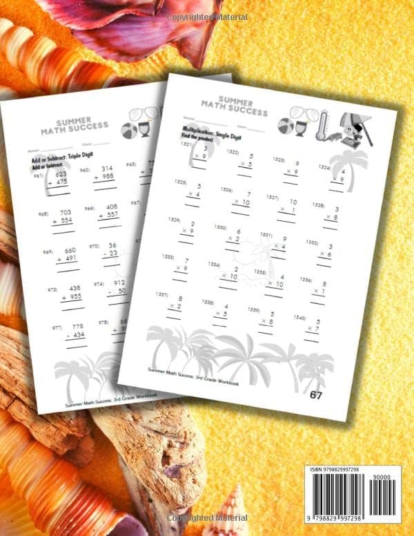 Summer Math Success: 3rd Grade Summer Math Workbook: 6 Months of Worksheets: Addition, Subtraction, Multiplication and Division, Fractions and More for Kids with Answers by All_Seasons_Math Teachers Publishing