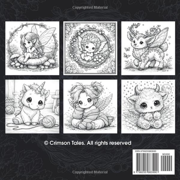 Adorable Fantasy Creatures Coloring Book For Adults: Adorable Mythical Creatures for Relaxation and Mindfulness by Crimson Tales