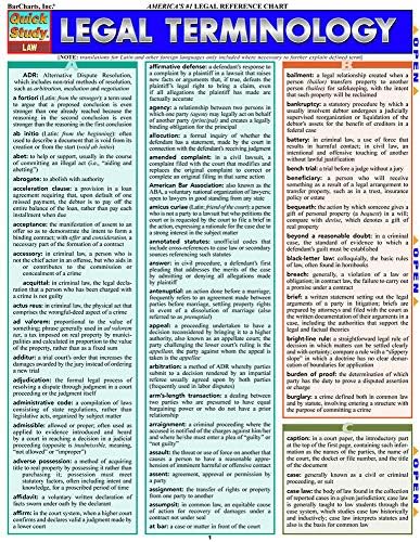 Legal Terminology: QuickStudy Laminated Reference Guide (Quick Study: Law) by Inc. BarCharts Publishing