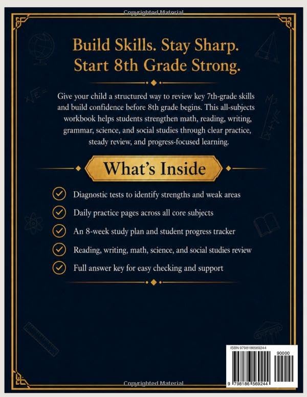 7th to 8th Grade Complete Summer Workbook: All Subjects Review - Math, Reading, Writing, Grammar, Science, and Social Studies with Diagnostic Tests, ... (Grade-to-Grade Readiness Workbook Series) by Frank Jayson