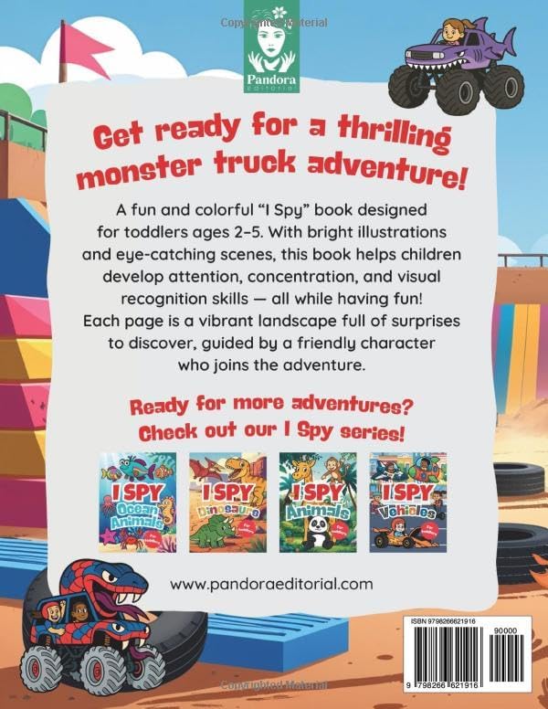 I Spy Monster Trucks: A Fun Search and Find Book for Kids and Toddlers | Preschool Activity Game with Big Vehicles | Perfect Gift for Boys & Girls (I Spy Books for Toddlers) by Pandora Editorial
