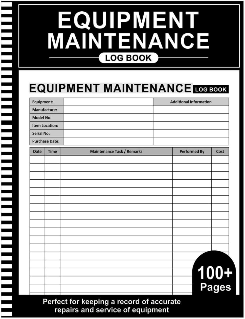 Equipment Maintenance Log Book: Daily Machinery Care, Repairs and Maintenance Record Book - 8.5" x 11" 100+ Pages by Rehana Rasheed