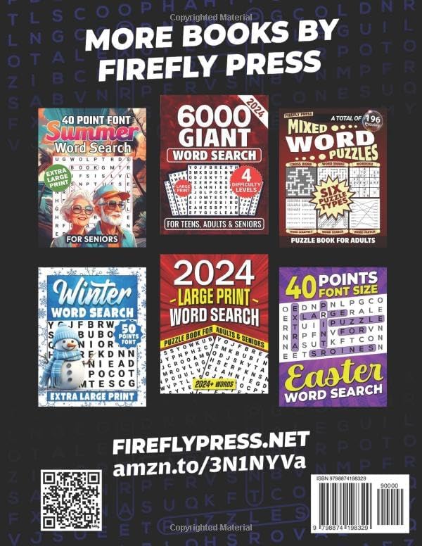60 Points Font Size Extra Large Print Word Search for Seniors: 50 XXL Jumbo Print puzzles with 1200 words - Vol 3 by Firefly Press