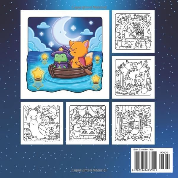 Fuzzy Land: A Cozy Fantasy Coloring Book for Adults: Cute & Cozy Fantasy Worlds with Magical Characters, Whimsical Scenes, Relaxing Illustrations, and ... Coloring (Cute and Comfy Coloring Book) by Molly Gum Coloring