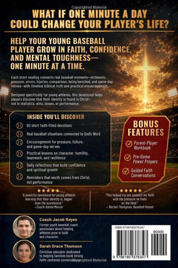 One Minute Daily Devotions for Young Baseball Players: 60 Faith-Fueled Devotionals to Build Confidence, Mental Toughness & Christ-Centered Purpose On and Off the Diamond by Coach Jacob Reyes