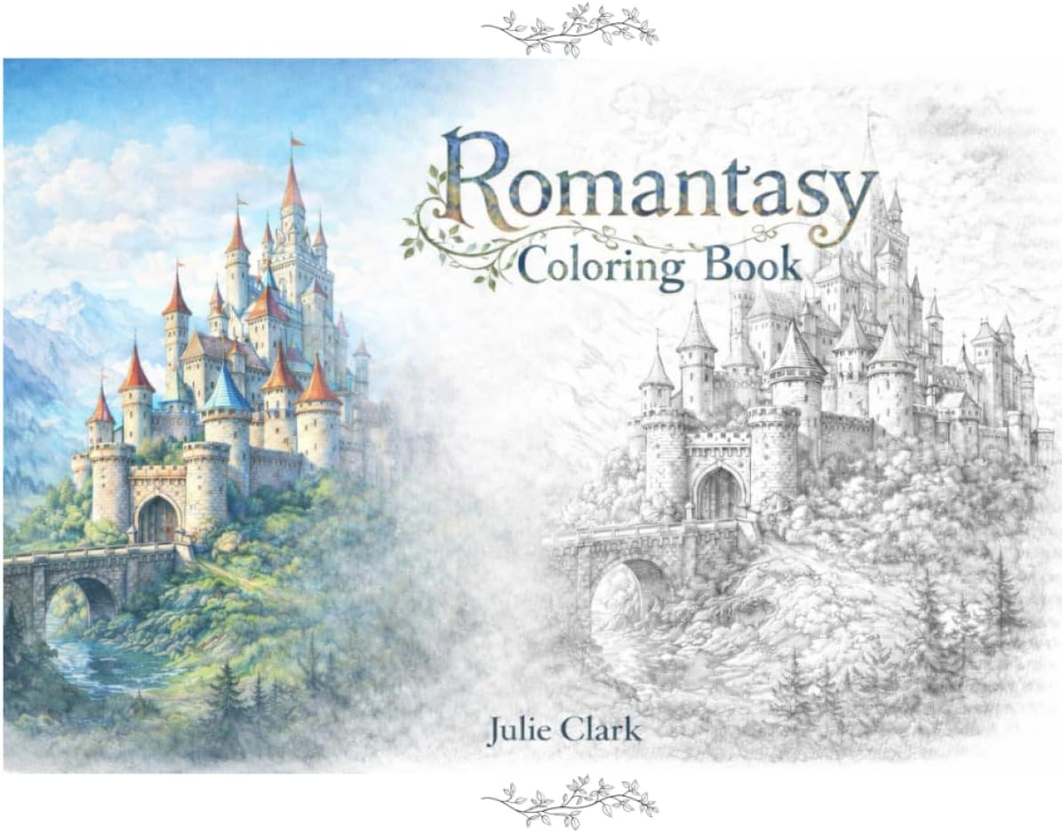 Romantasy Coloring Book: Grayscale coloring by Julie M Clark