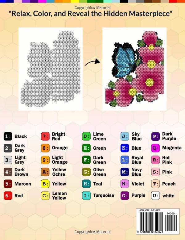 100 Color by Number Flowers Mystery Mosaic: A Relaxing Coloring Book for Adults Featuring Floral Geometric Patterns, Stress Relief, and Clean White Backgrounds by Poko Lune