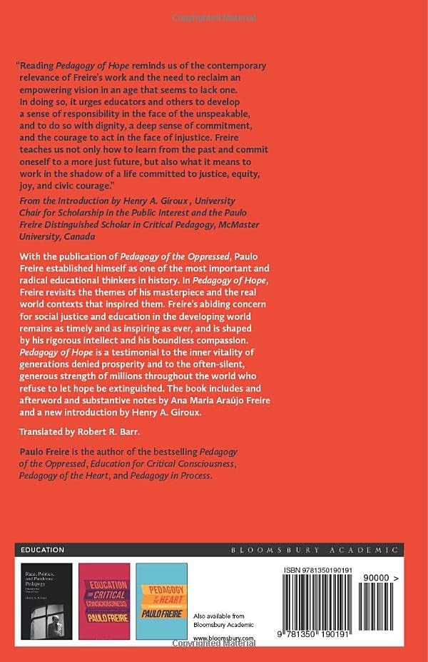 Pedagogy of Hope: Reliving Pedagogy of the Oppressed by Paulo Freire