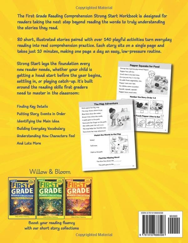 First Grade Reading Comprehension Strong Start Workbook: 140+ Activities Across 80 Short Stories to Build Reading Confidence in Just 10 Minutes a Day (Ages 5-7) by Rebecca Whitlock