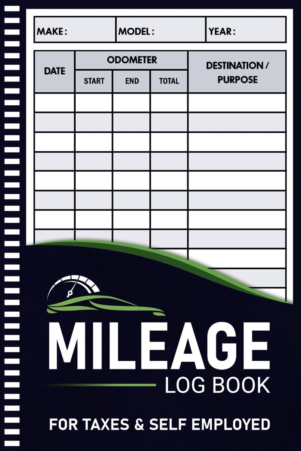 Mileage Log Book: Vehicle Mileage Tracker Journal for Business or Personal Taxes and Self Employed, Perfect Size 6x9 Inch, 110 Pages. by Koren Publishing