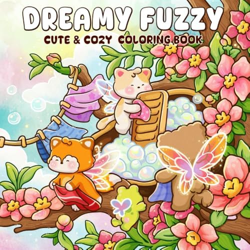 Dreamy Fuzzy: A Cute & Cozy Coloring Book for Adults and Teens Featuring Adorable Animals Friends in Magical Scenes for Stress Relief by Hygge Artful