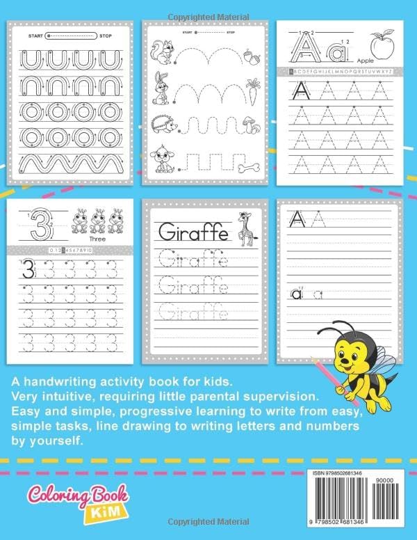 ABC Letter Tracing Practice Workbook for Kids: Learning To Write Alphabet, Numbers and Line Tracing. Handwriting Activity Book For Preschoolers, Kindergartens. by Coloring Book Kim