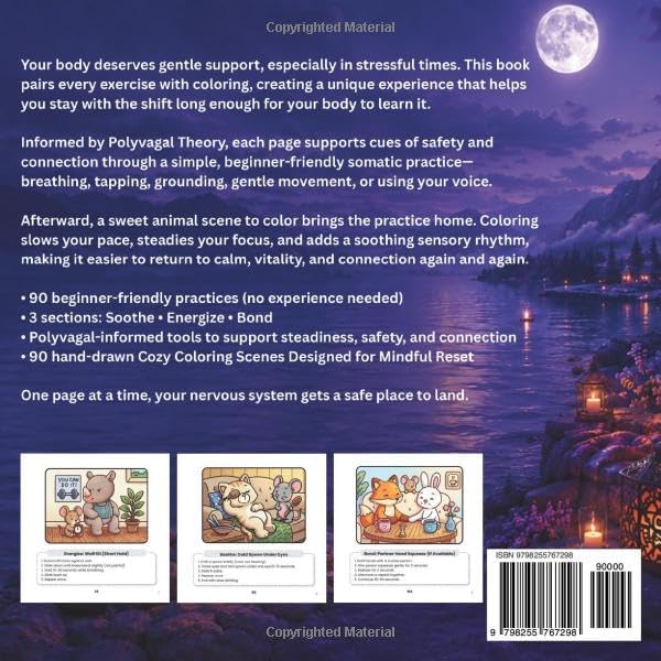 Vagus Nerve Exercise Coloring Book: 90 Gentle Somatic Practices to Soothe, Energize & Bond — Breathwork + Movement + Cozy Animal Coloring for Calm, Vitality & Real Connection (Daisy & Co. Wellness) by Daisy Twiddle Fingers