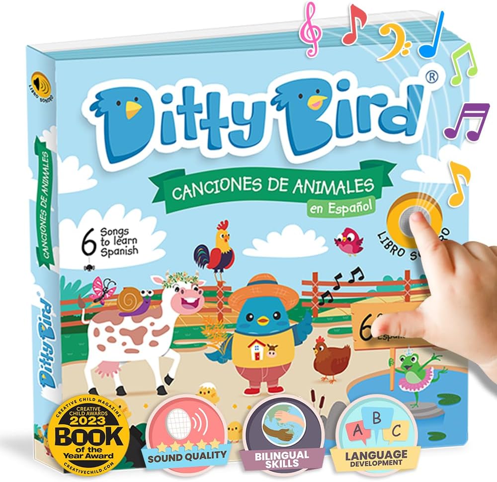 Ditty Bird | Spanish Animal Songs | Interactive Musical Sound book for toddlers 1- 3 | Bilingual Libro sonoro en español La Vaca Lola (Spanish Edition)