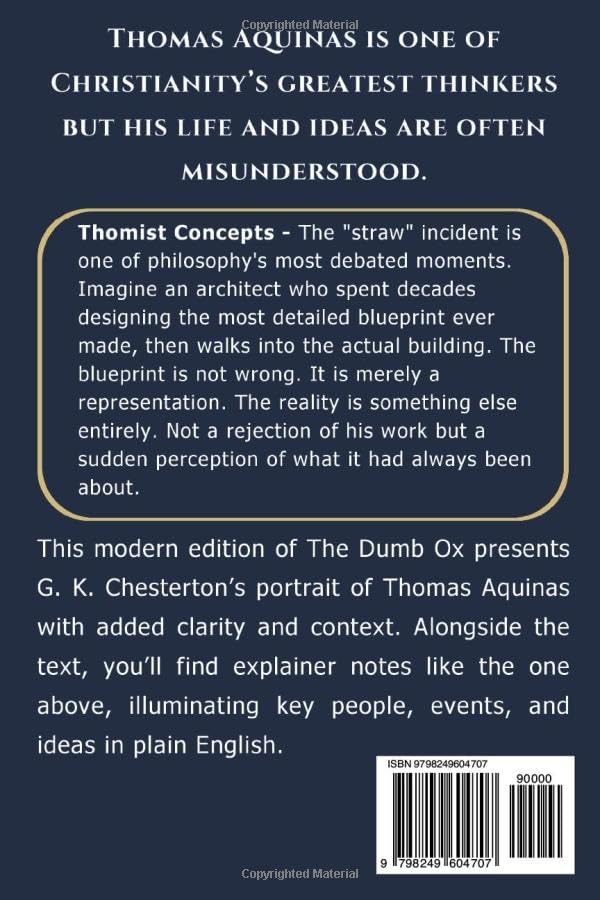 St. Thomas Aquinas: The Dumb Ox by G. K. Chesterton: A Large Print Modern English Edition with Inline Explainers, a Who's Who, and Contextual Notes (The Summa Series) by G. K. Chesterton