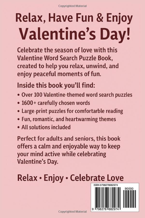 VALENTINE Word Search Puzzle Book: Relaxing & Fun Valentine’s Day Word Search Puzzles for Adults & Seniors and Total 103 Pages Size 6 x 9 in by Balkar singh