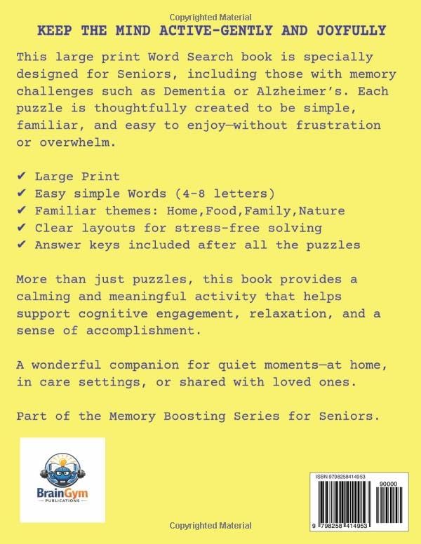 Word Search For Seniors: Easy Level • Large Print • Dementia-Friendly (Word Search for Senior - Memory Boosting Series) by Andyn N. Dang
