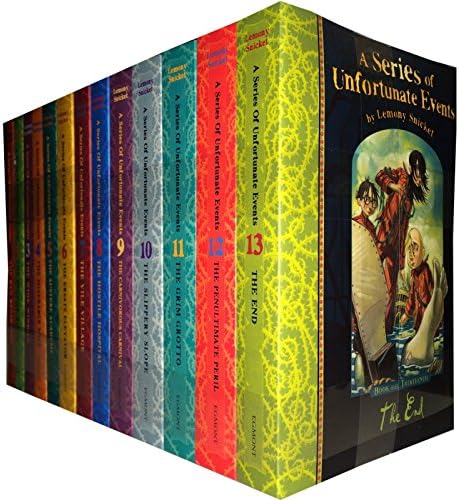 A Series of Unfortunate Events Lemony Snicket 13 Books Collection Pack Set (Includes the Bad Beginning, the Reptile Room, the Wide Window, the Miserable Mill, the Austere Academy, the Grim Grotto, the Penultimate Peril, the End) by Lemony Snicket