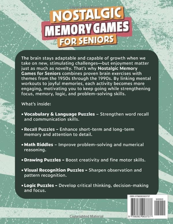 Nostalgic Memory Games for Seniors: 123 Large Print Cognitive Puzzles | Retro Activity Book to Spark Joy, Conversation, and Brain Health (Gifts for Elderly Men & Women) by Lisa Bennett