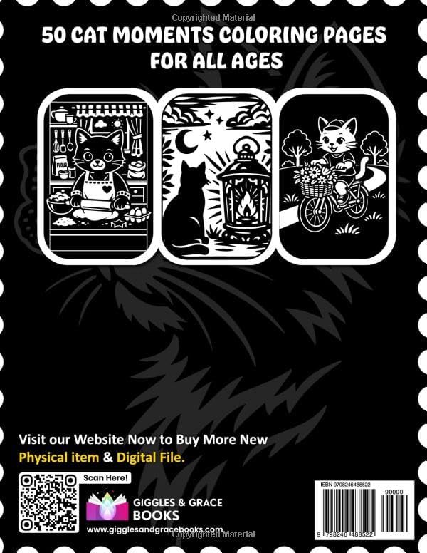 50 Cat Moments Monochrome Coloring Book: Cute, Calm & Cozy Cat Illustrations to Color and Unwind by Victoria Wintersberger