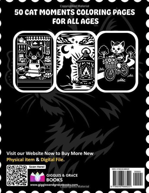 50 Cat Moments Monochrome Coloring Book: Cute, Calm & Cozy Cat Illustrations to Color and Unwind by Victoria Wintersberger