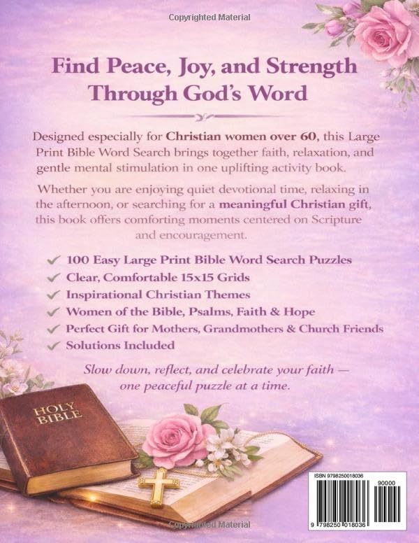 Large Print Bible Word Search for Christian Women Over 60: 100 Easy and Relaxing Scripture Puzzles for Faith, Prayer, and Encouragement | Inspirational Activity Book for Seniors 60+ by ALEXANDRA VLAD