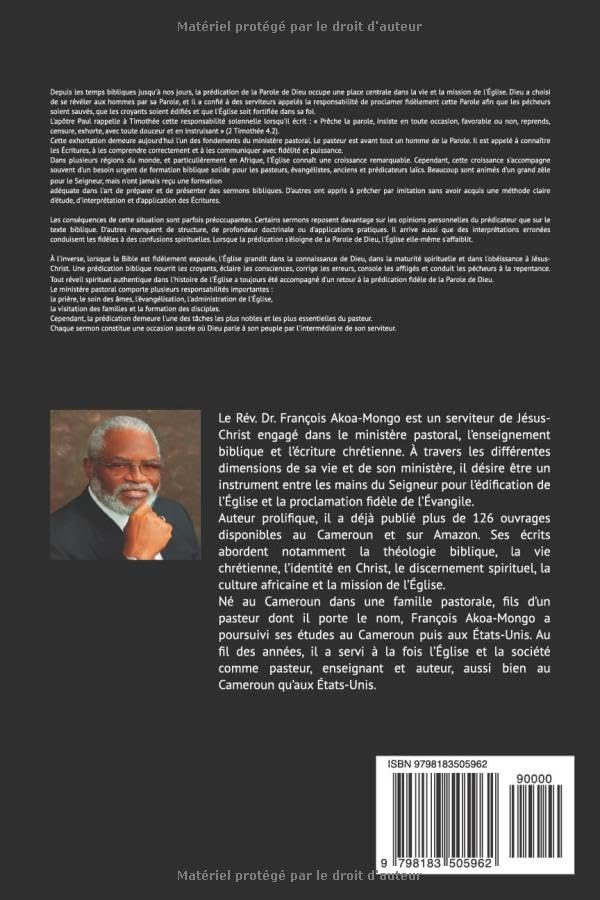 PRÉPARATION ET PRÊDICATION DES SERMONS BIBLIQUES: Manuel pratique pour pasteurs, évangélistes et prédicateurs laïcs (French Edition) by François AKOA-MONGO
