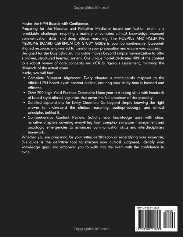 HOSPICE AND PALLIATIVE MEDICINE BOARD CERTIFICATION STUDY GUIDE 2026: A Comprehensive Review with High-Yield Questions and Detailed Explanations to Pass Your HPM ABIM Exam by Ryan Gafford