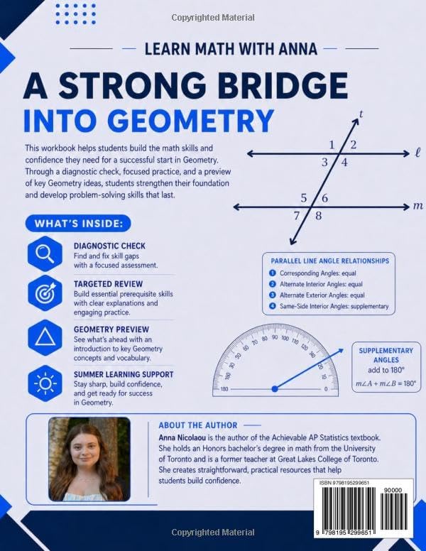 Get Ready for High School Geometry | A Summer Bridge Workbook: For building prerequisite skills and getting a head start in Geometry (Get Ready for Math Class) by Learn Math with Anna