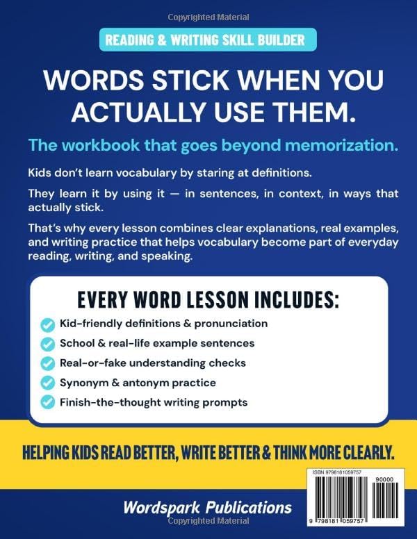 Vocabulary Builder Workbook: Master 200+ Essential Words for Grades 4, 5 & 6 | Build Stronger Reading, Writing & Communication Skills (WordSpark Vocabulary Builder Series) by Wordspark Publications